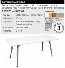 Silver Frame Table Range And Specifications
